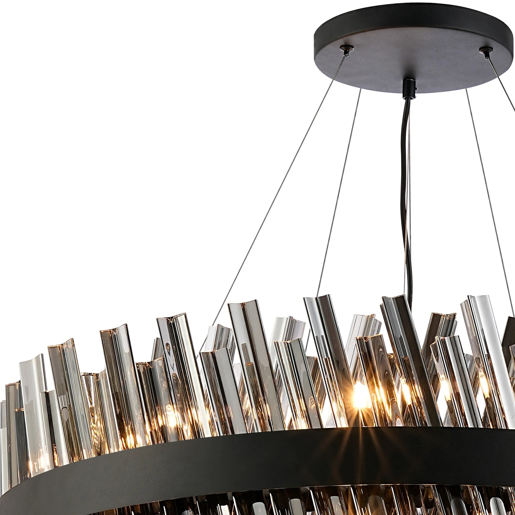 Farnley 2 Tier 80cm Pendant 24 Light - Satin Black & Smoke
