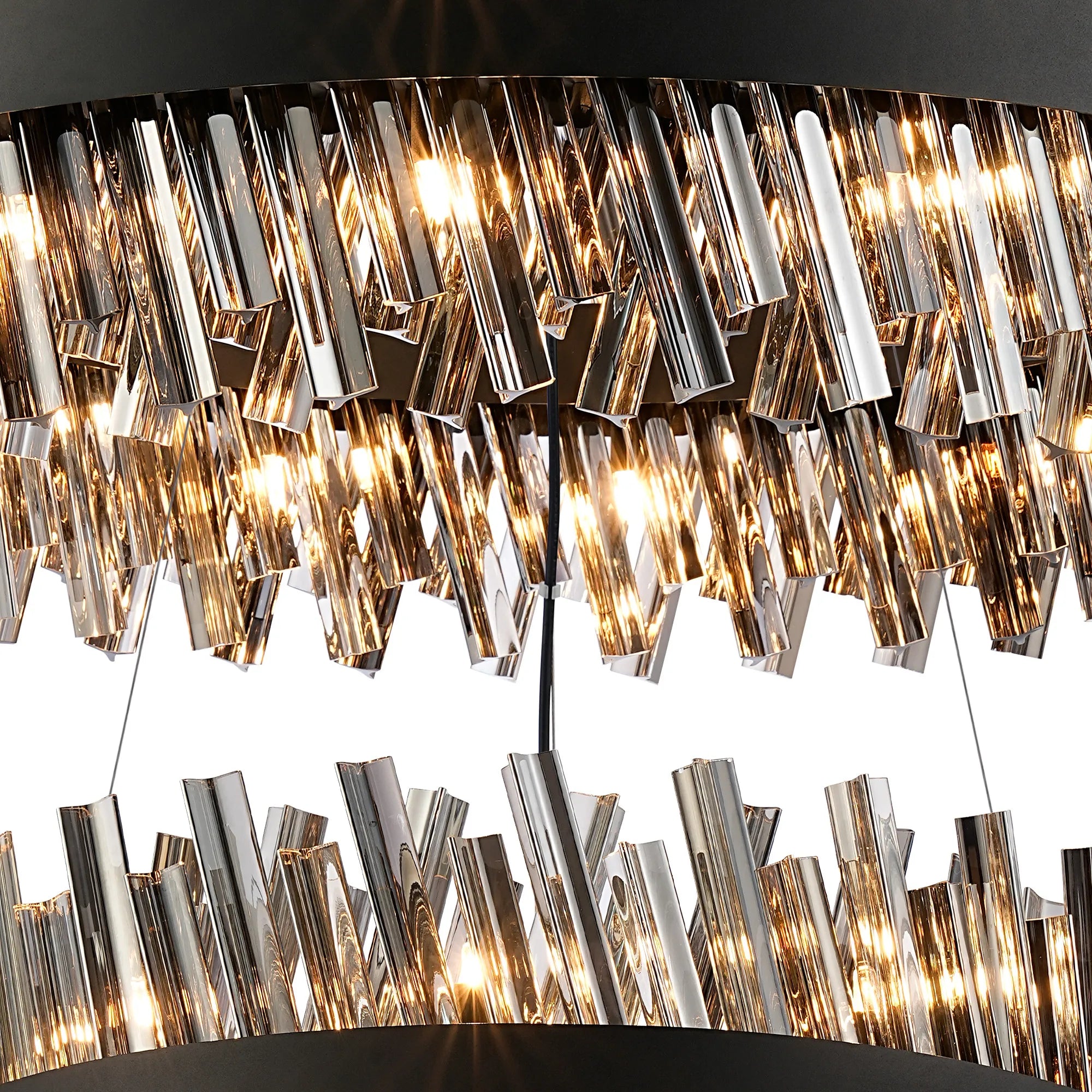 Farnley 2 Tier 80cm Pendant 24 Light - Satin Black & Smoke