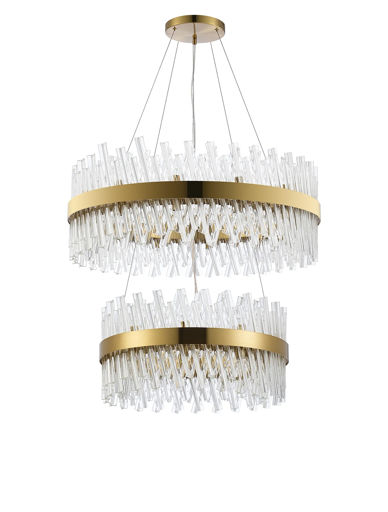 Farnley 2 Tier 80cm Pendant 24 Light - Brass & Clear