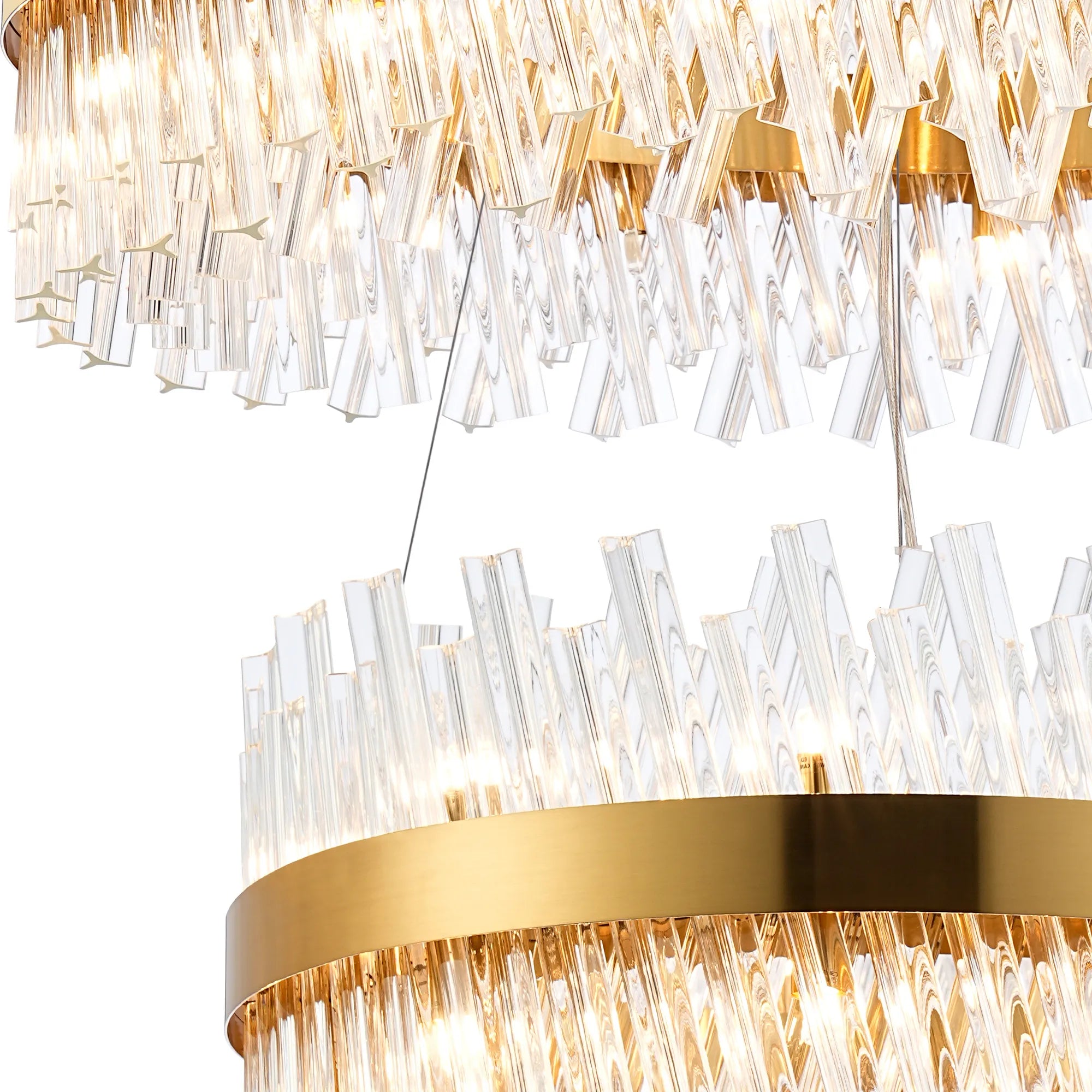 Farnley 2 Tier 80cm Pendant 24 Light - Brass & Clear