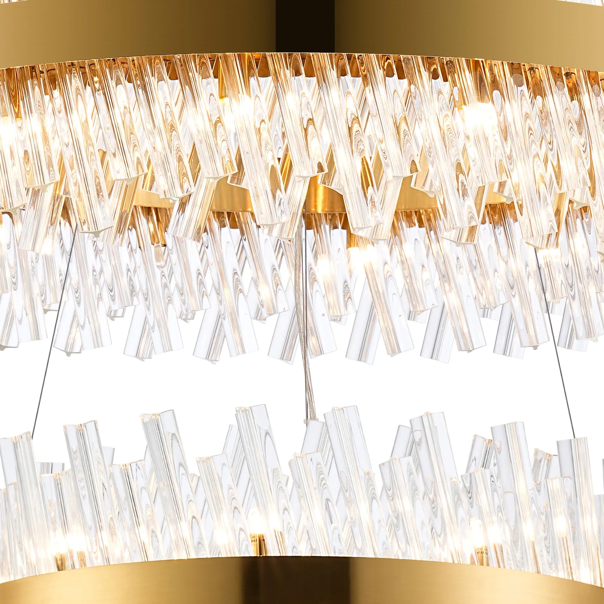 Farnley 2 Tier 80cm Pendant 24 Light - Brass & Clear