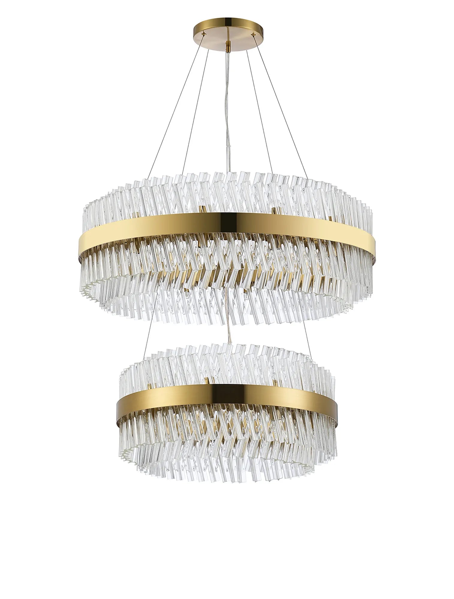 Farnley 2 Tier 80cm Pendant 24 Light - Brass & Clear
