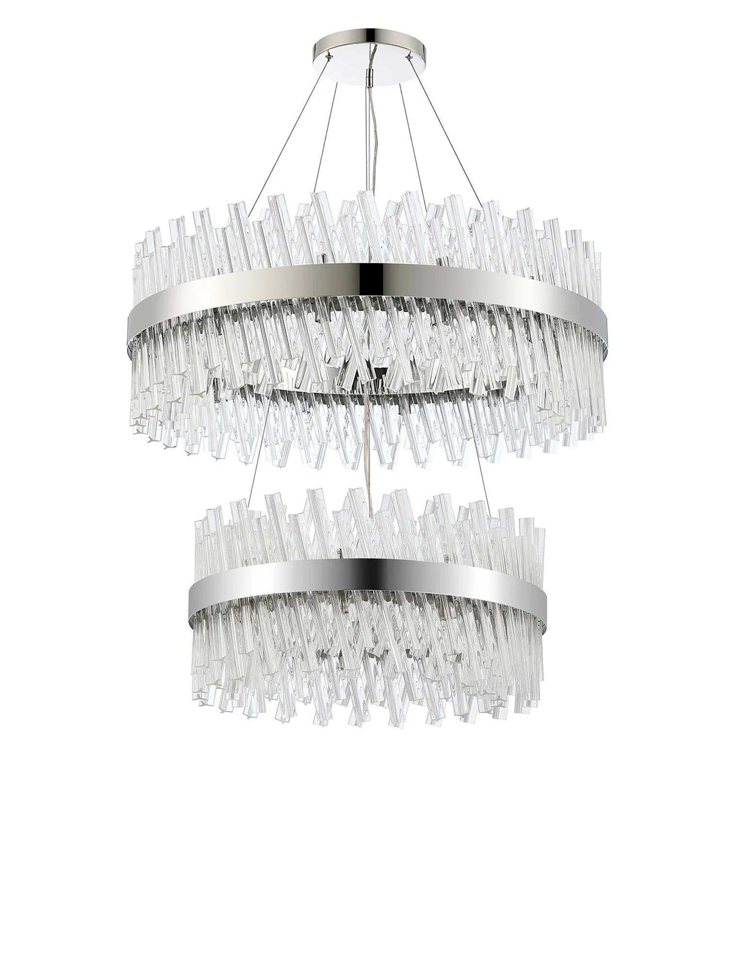 Farnley 2 Tier 80cm Pendant 24 Light - Polished Nickel & Clear