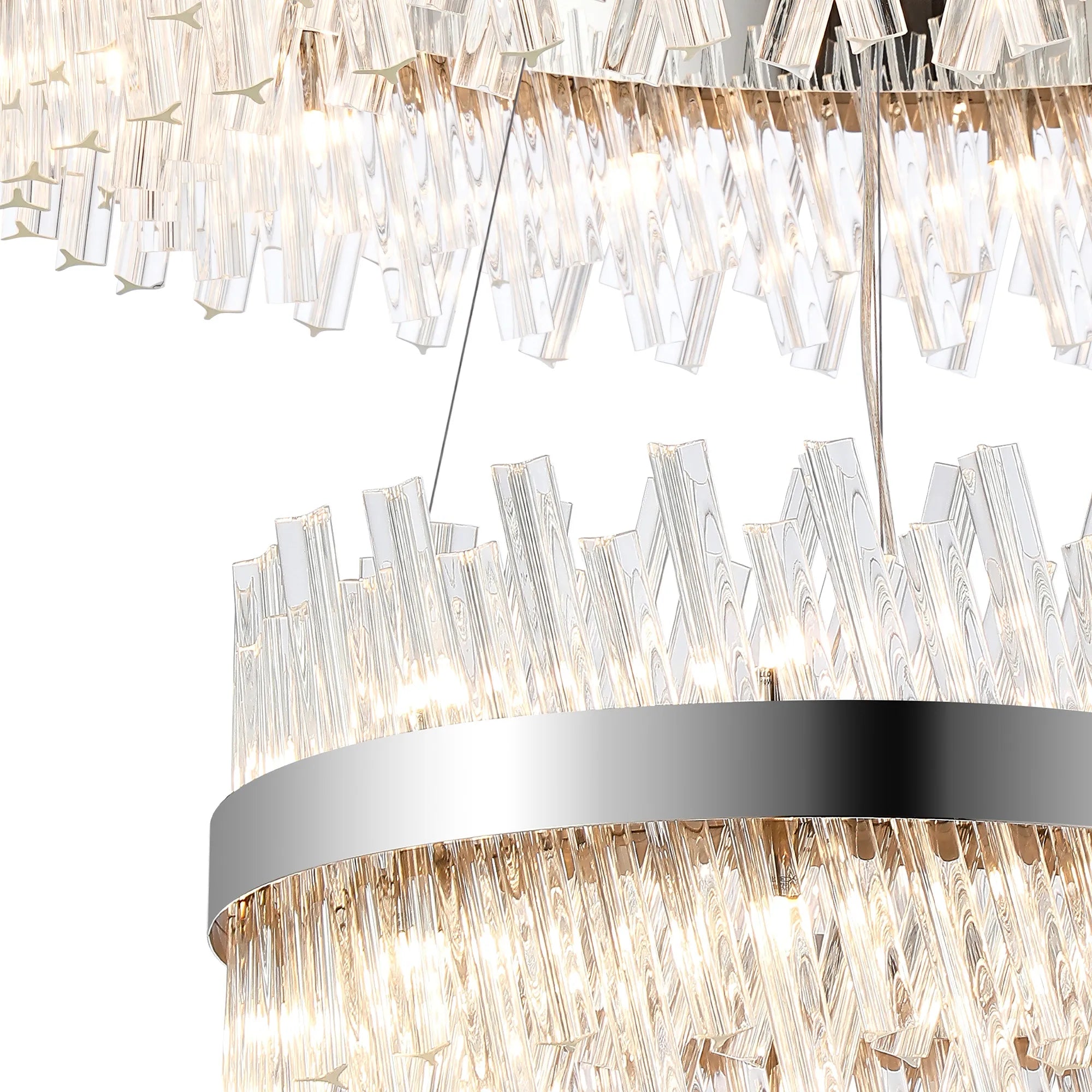 Farnley 2 Tier 80cm Pendant 24 Light - Polished Nickel & Clear