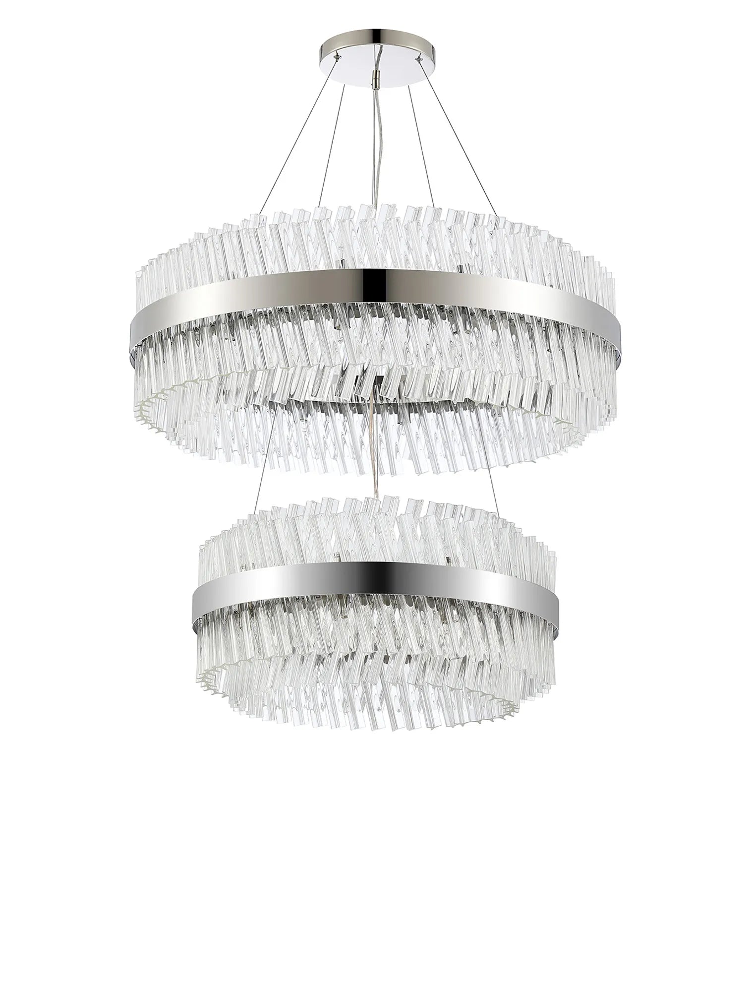 Farnley 2 Tier 80cm Pendant 24 Light - Polished Nickel & Clear