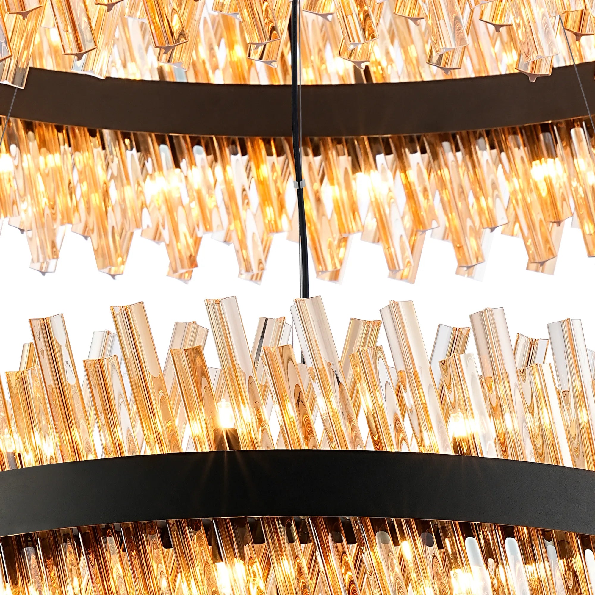 Farnley 2 Tier 1m Pendant 32 Light - Satin Black & Amber