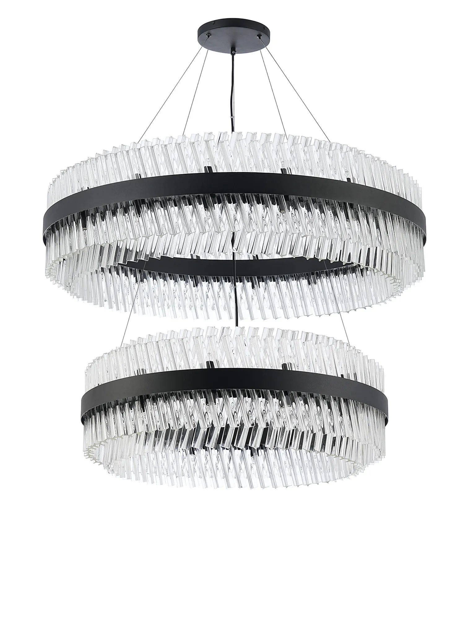 Farnley 2 Tier 1m Pendant 32 Light - Satin Black & Clear