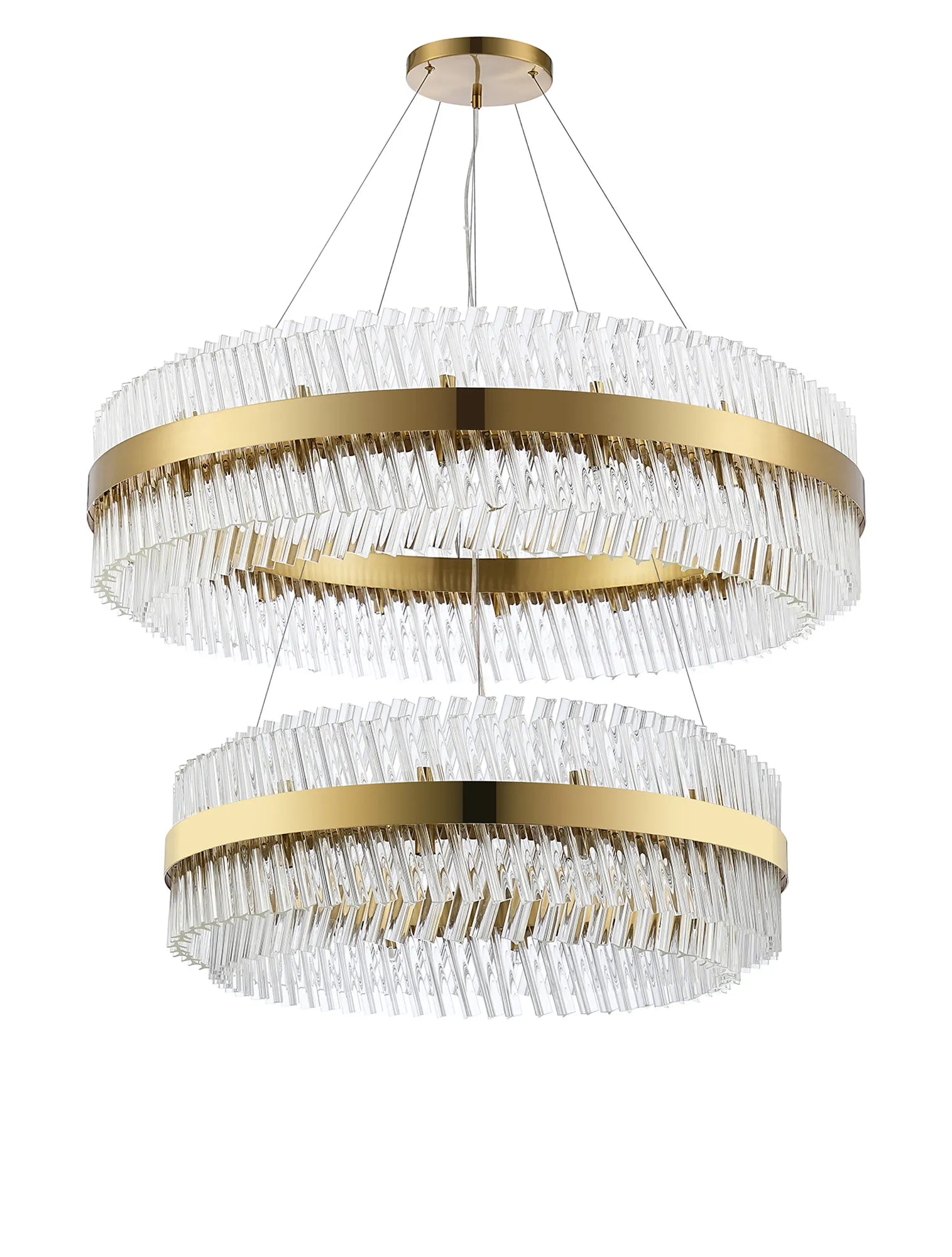 Farnley 2 Tier 1m Pendant 32 Light - Brass & Clear