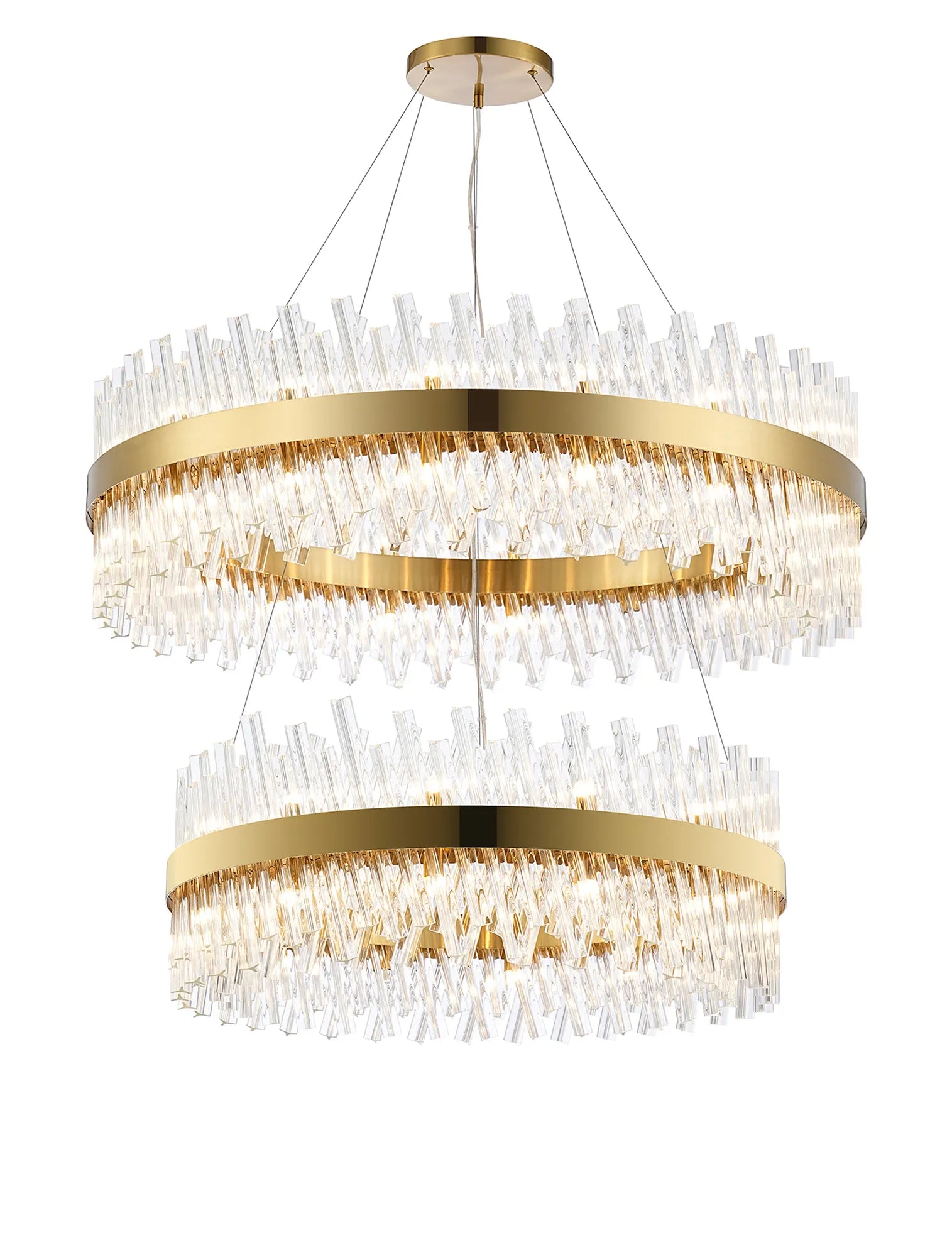 Farnley 2 Tier 1m Pendant 32 Light - Brass & Clear