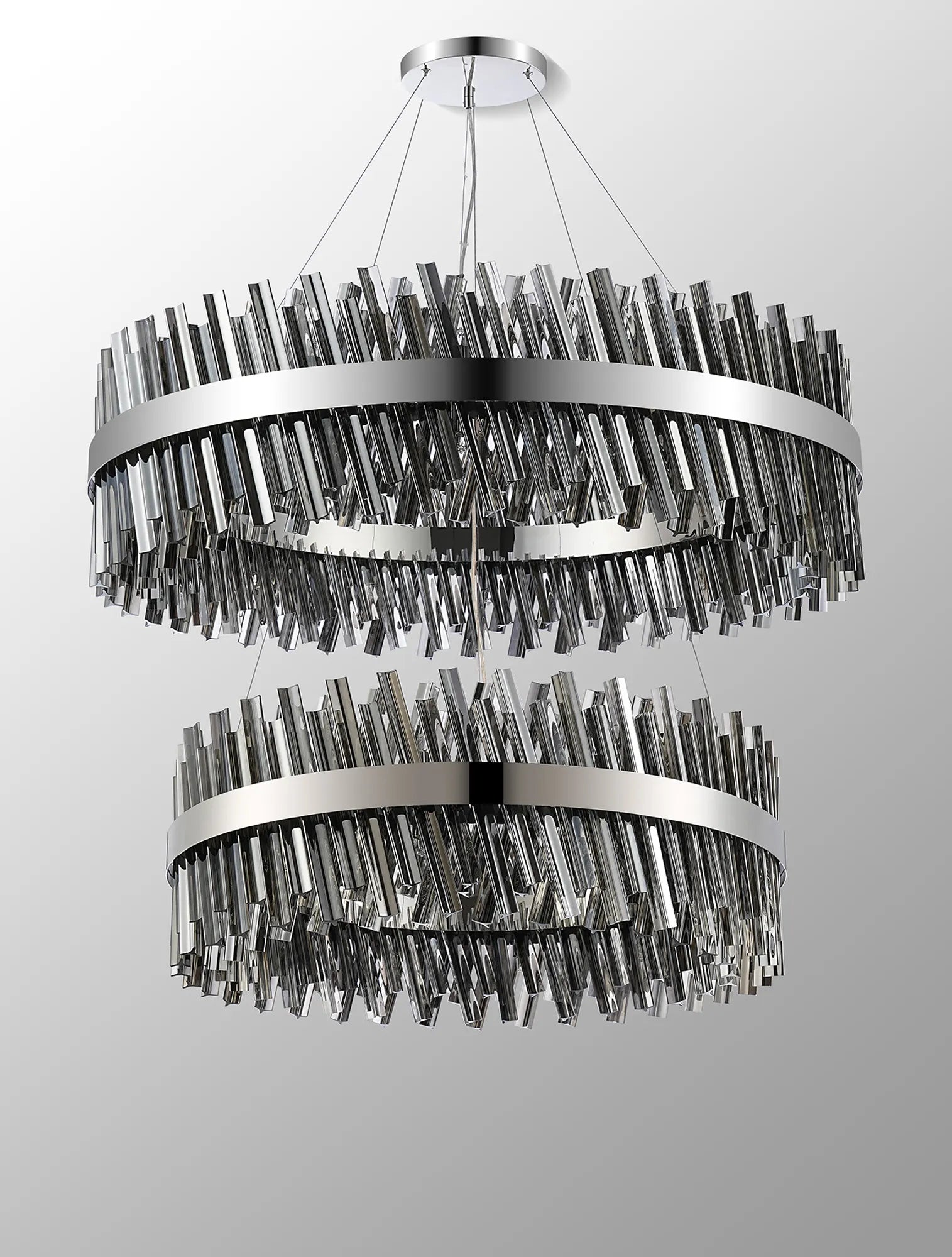 Farnley 2 Tier 1m Pendant 32 Light - Polished Nickel & Smoke