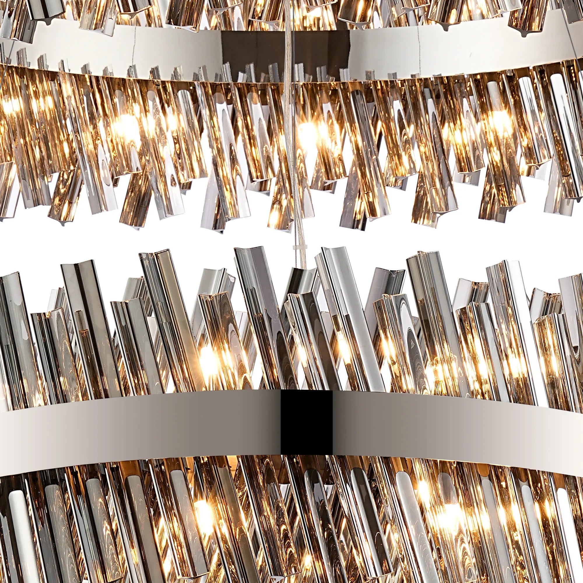 Farnley 2 Tier 1m Pendant 32 Light - Polished Nickel & Smoke