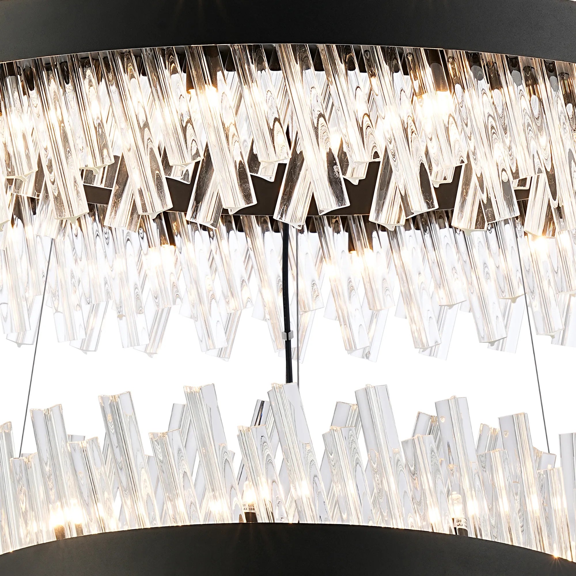 Farnley 3 Tier 1m Pendant 32 Light - Satin Black & Clear