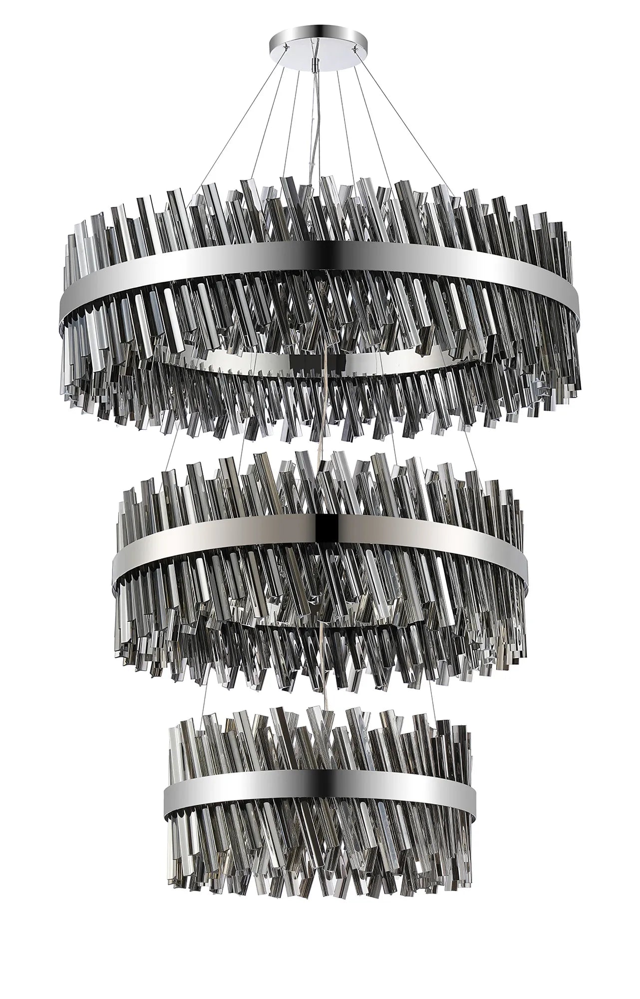 Farnley 3 Tier 1m Pendant 32 Light - Polished Nickel & Smoke