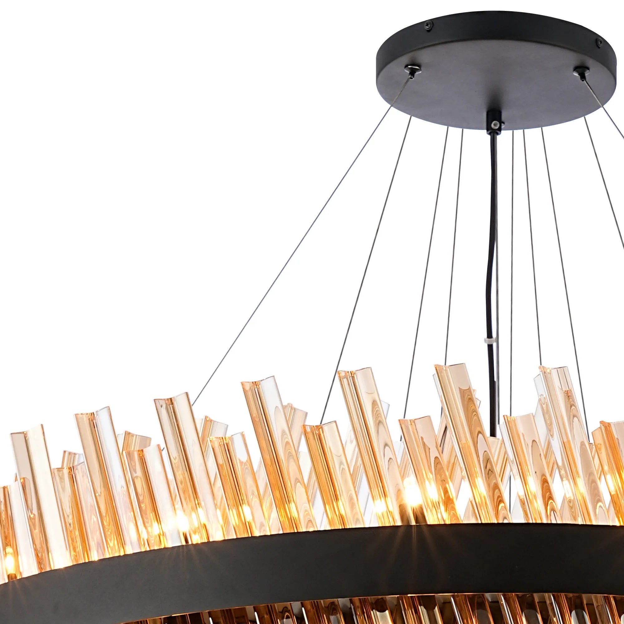 Farnley 4 Tier 1m Pendant 32 Light - Satin Black & Amber
