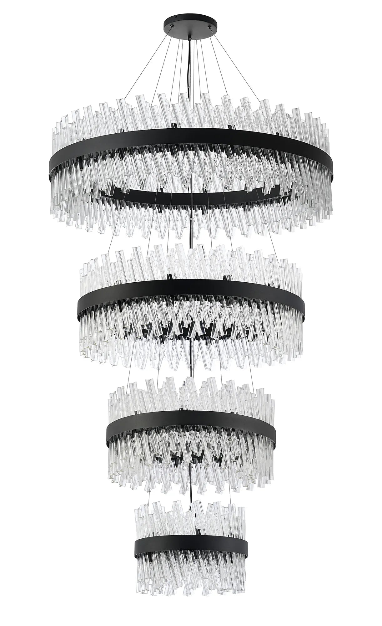 Farnley 4 Tier 1m Pendant 32 Light - Satin Black & Clear