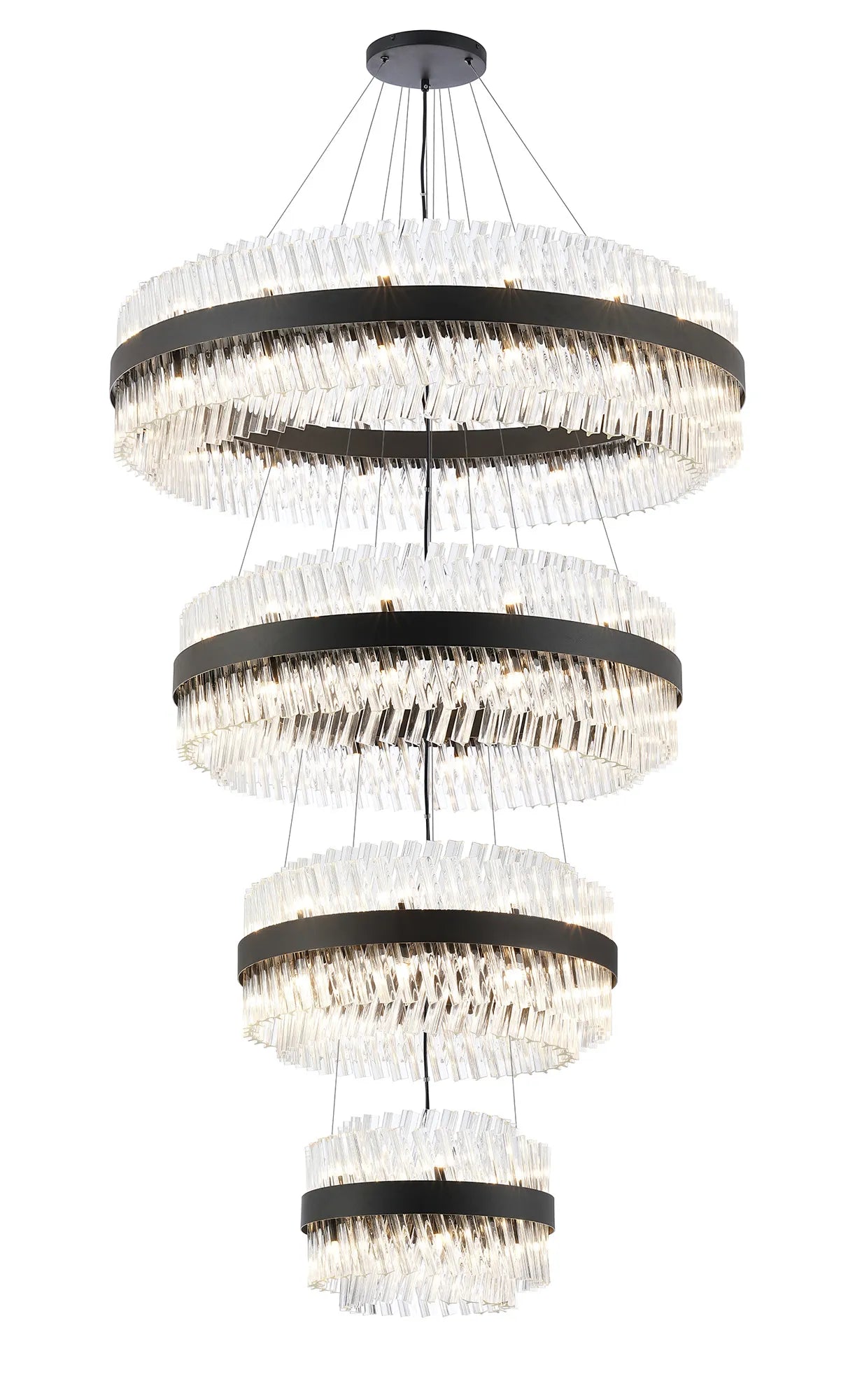 Farnley 4 Tier 1m Pendant 32 Light - Satin Black & Clear