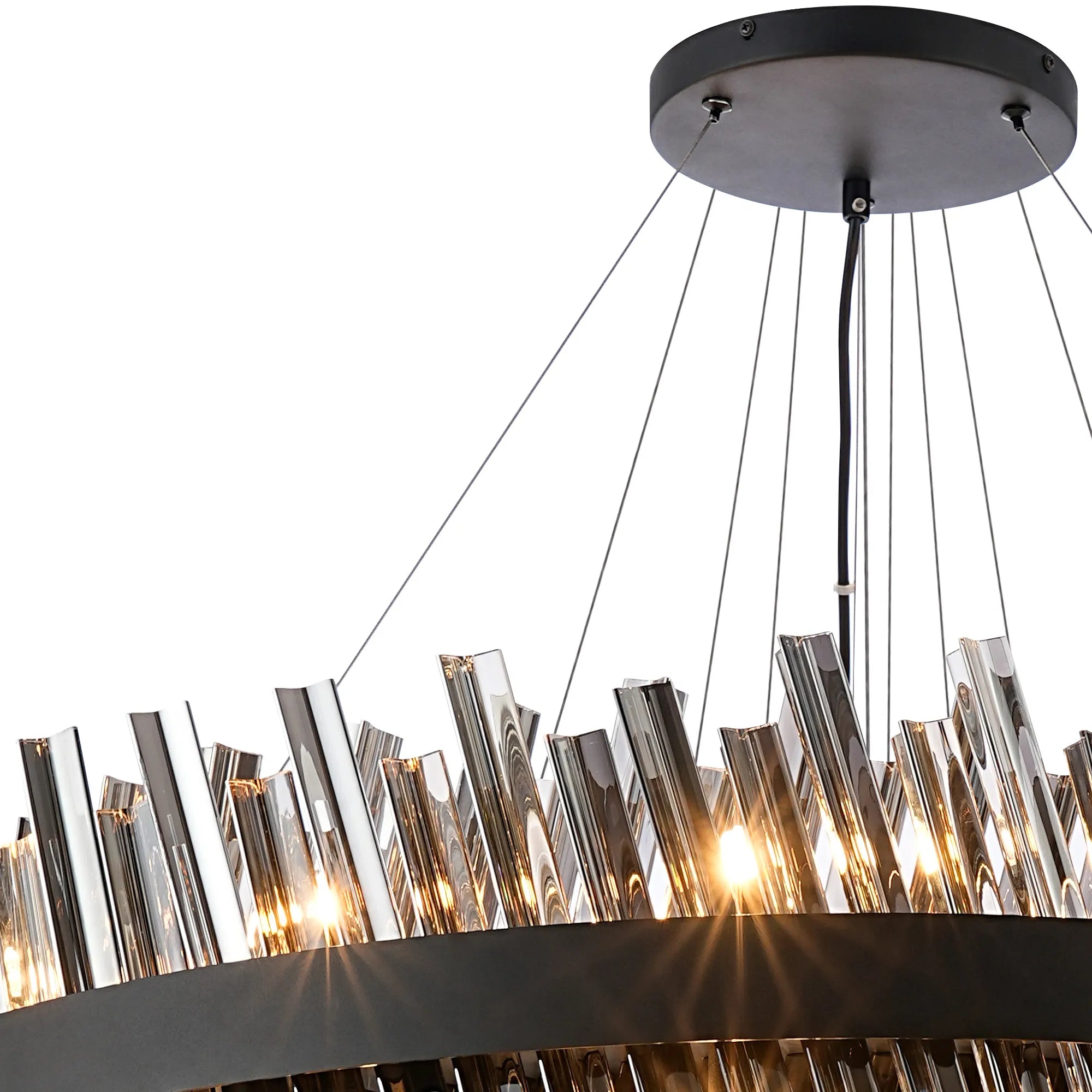 Farnley 4 Tier 1m Pendant 32 Light - Satin Black & Smoke