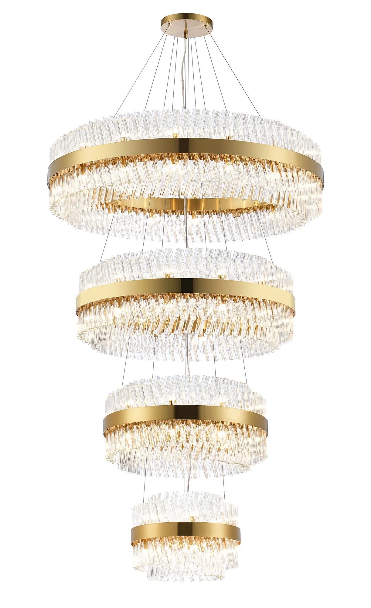 Farnley 4 Tier 1m Pendant 32 Light - Brass & Clear