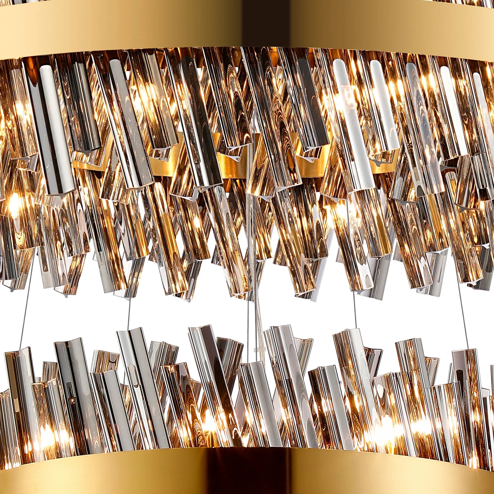 Farnley 4 Tier 1m Pendant 32 Light - Brass & Smoke