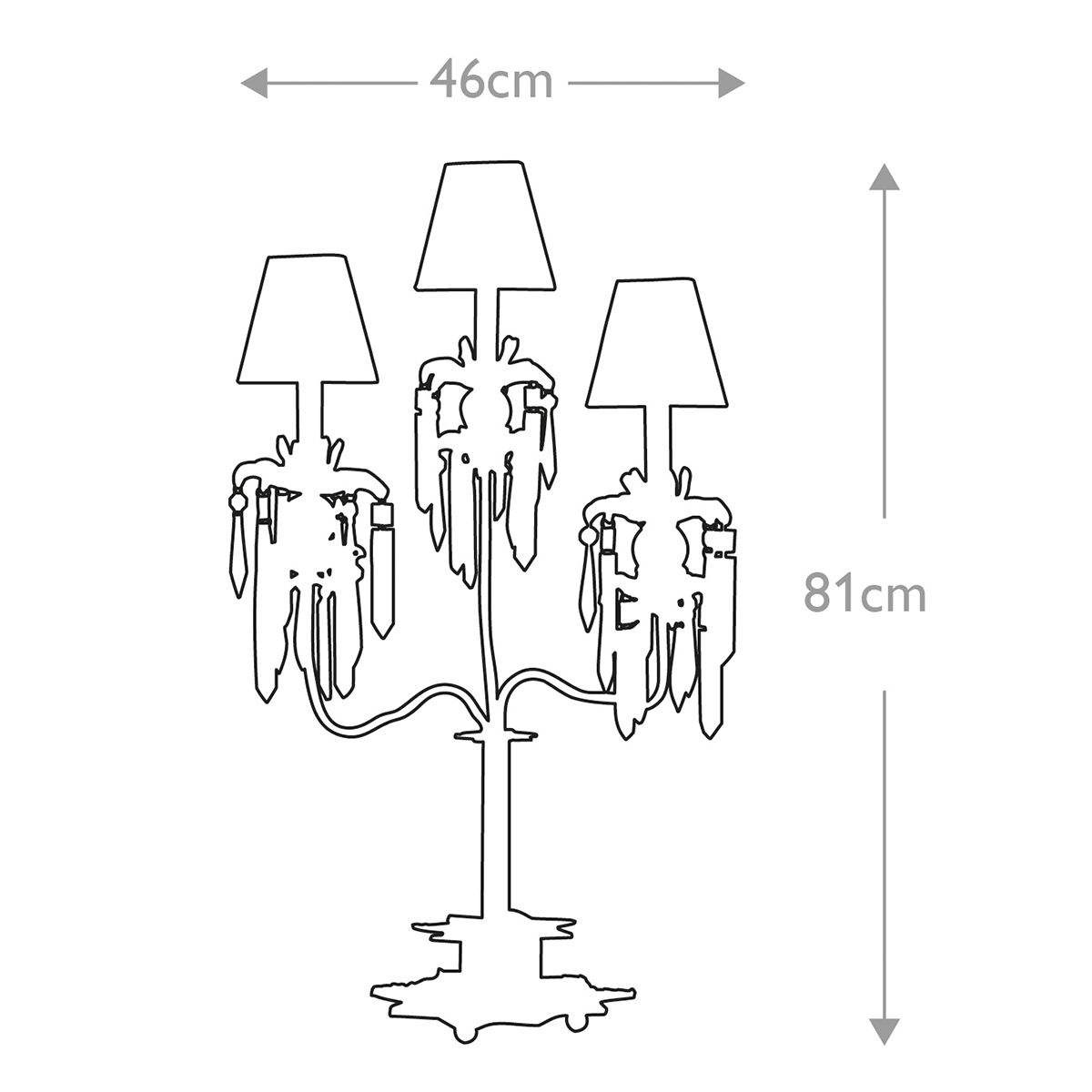 Flambeau Birdland 3 Arm Table Lamp - Gold Leaf & Cream
