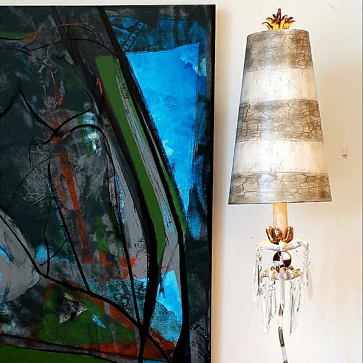 Flambeau Birdland Single Table Lamp - Gold Leaf & Cream