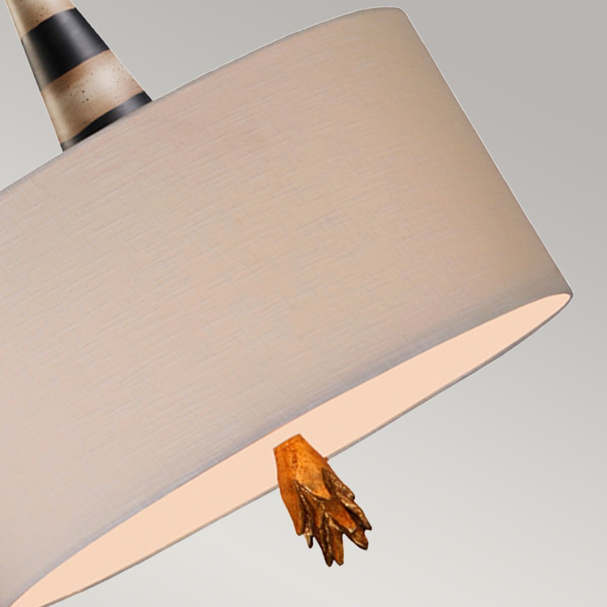 Flambeau 2 Light Pendant - Black, Cream & Gold Leaf