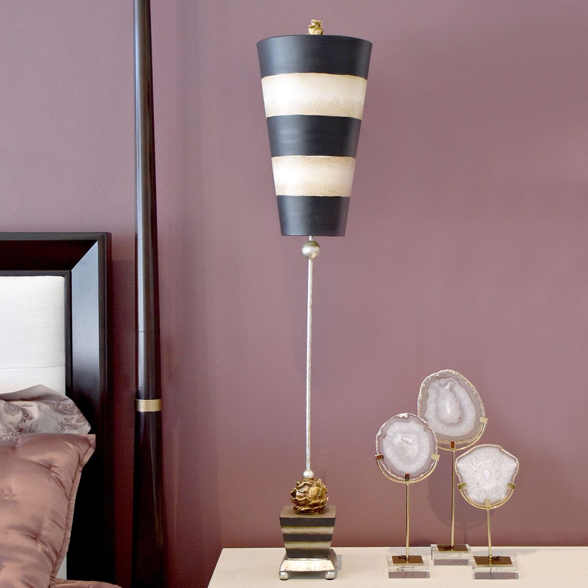 Flambeau Peony Single Table Lamp - Taupe & Black