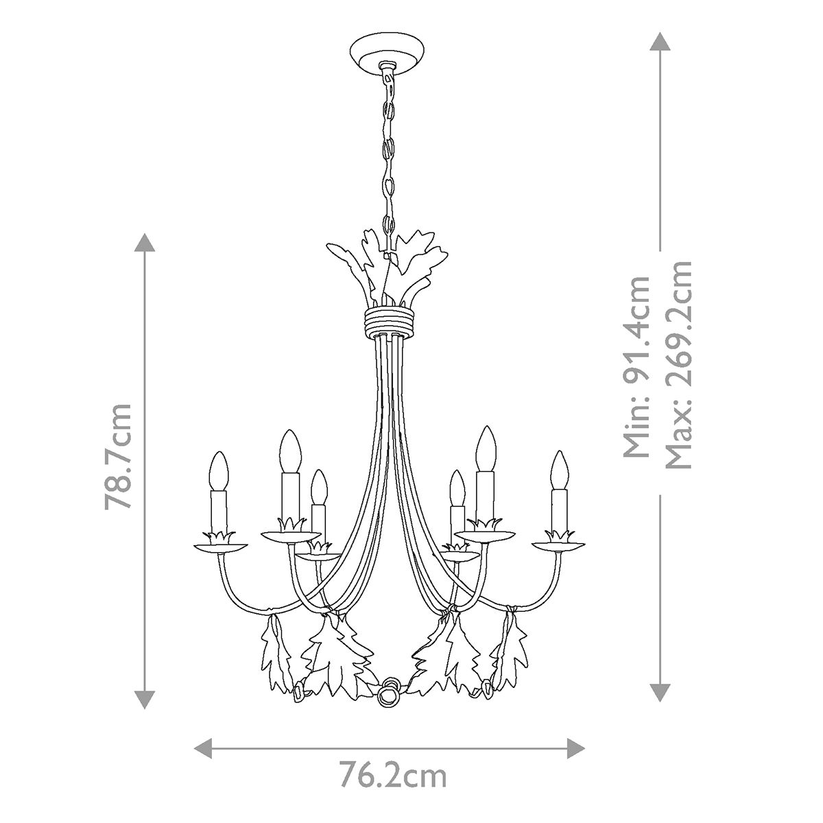 Flambeau Sweet Olive 6 Light Chandelier - Gilded Gold