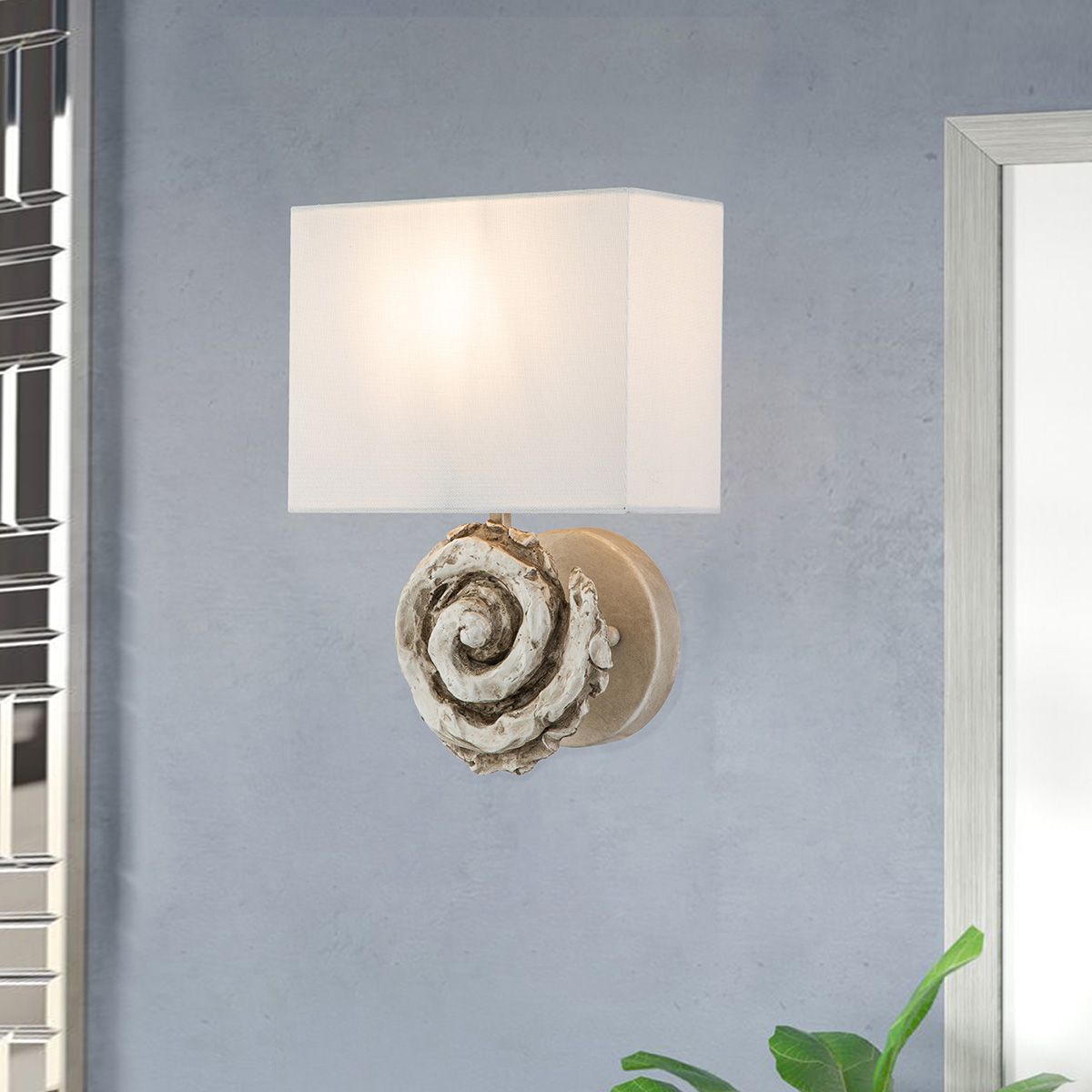 Flambeau Swirl 1 Light Large Wall Light - Bone White