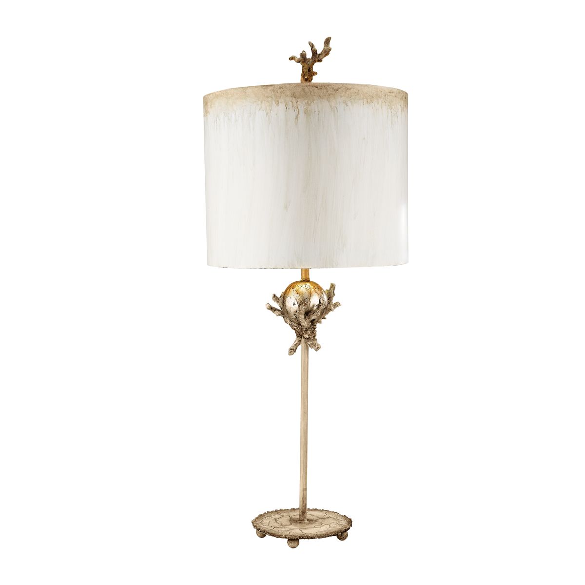 Flambeau Trellis Single Table Lamp - Putty Patina & Silver Leaf