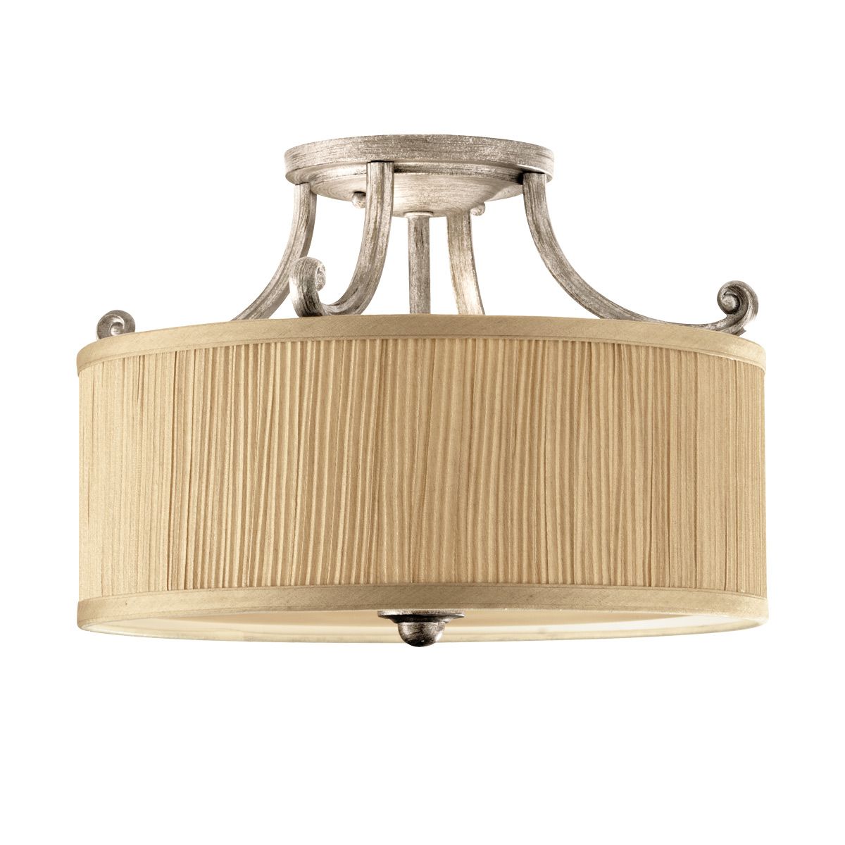 Feiss Abbey 3 Light Semi-Flush Fitting - Silver Sand