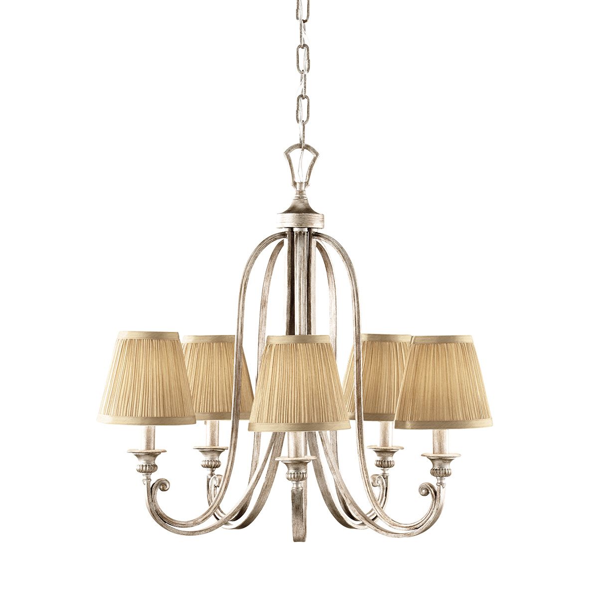 Feiss Abbey 5 Light Chandelier - Silver Sand