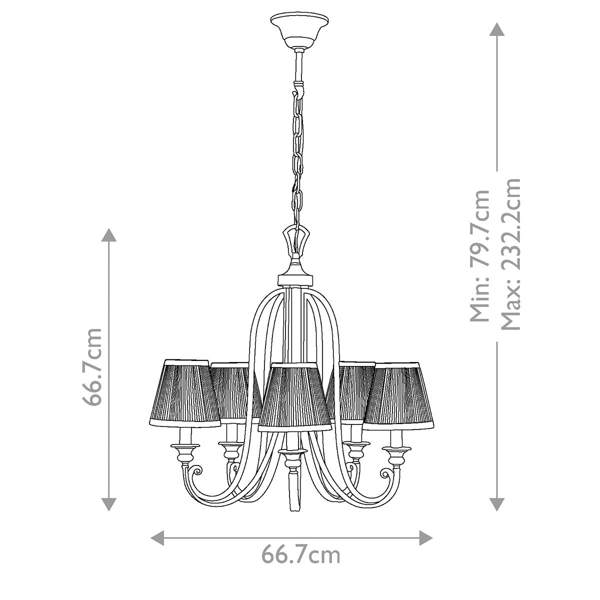 Feiss Abbey 5 Light Chandelier - Silver Sand