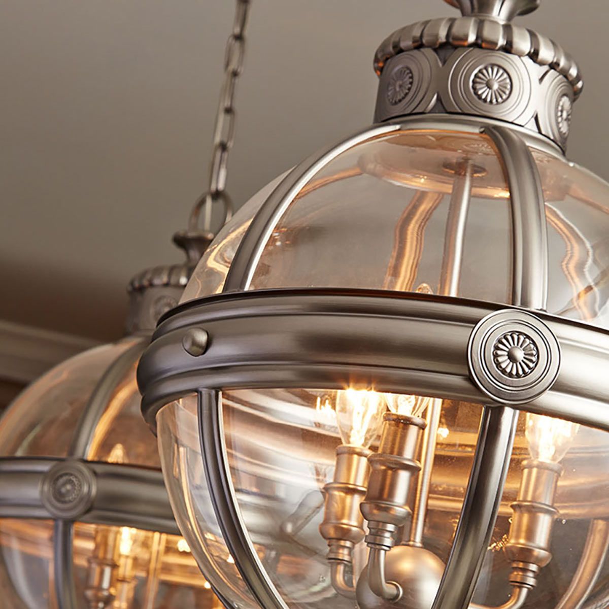 Feiss Adams 3 Light Pendant Chandelier - Antique Nickel
