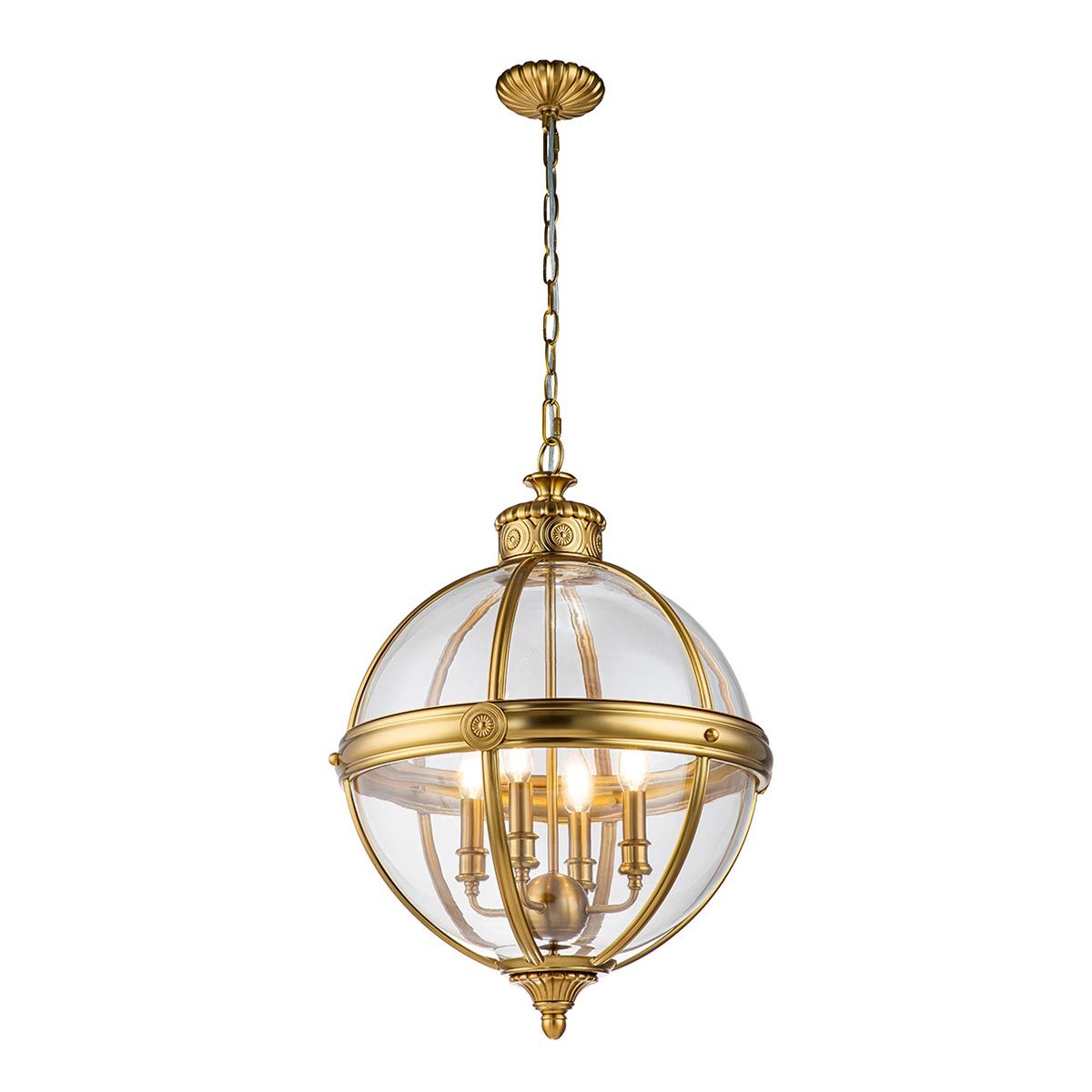 Feiss Adams 4 Light Pendant Chandelier - Brushed Brass