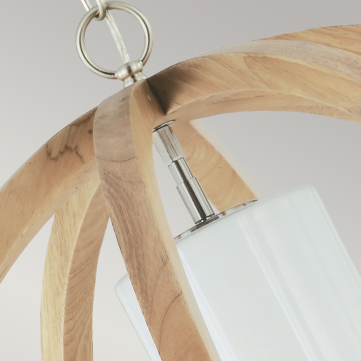 Feiss Allier Large Pendant - Light Wood & Brushed Steel