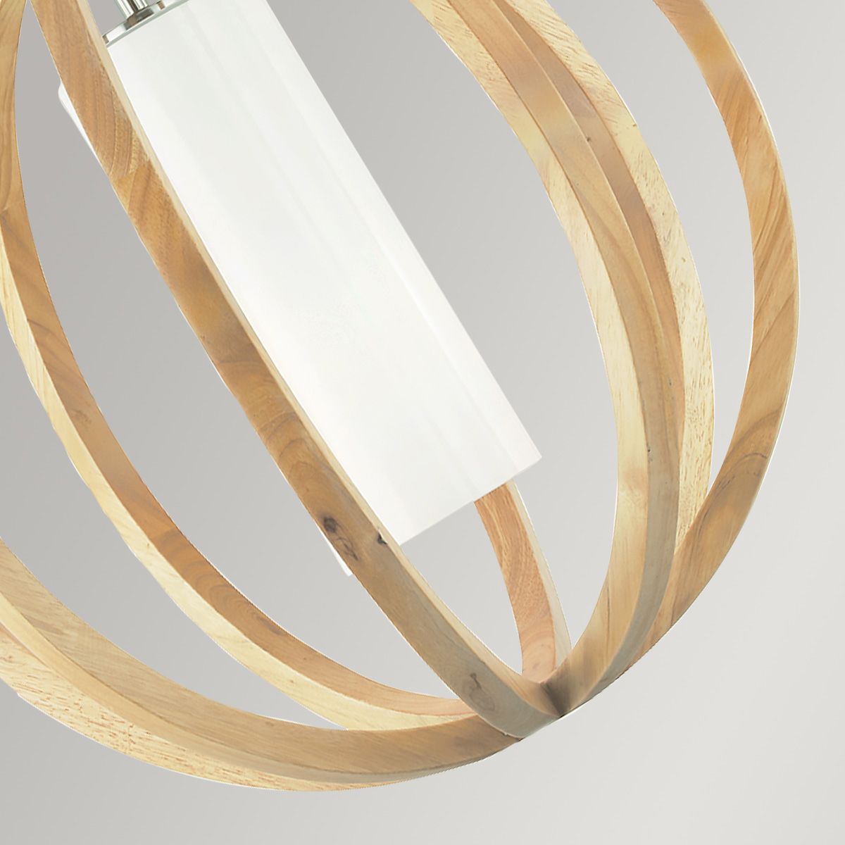 Feiss Allier Small Pendant - Light Wood & Brushed Steel