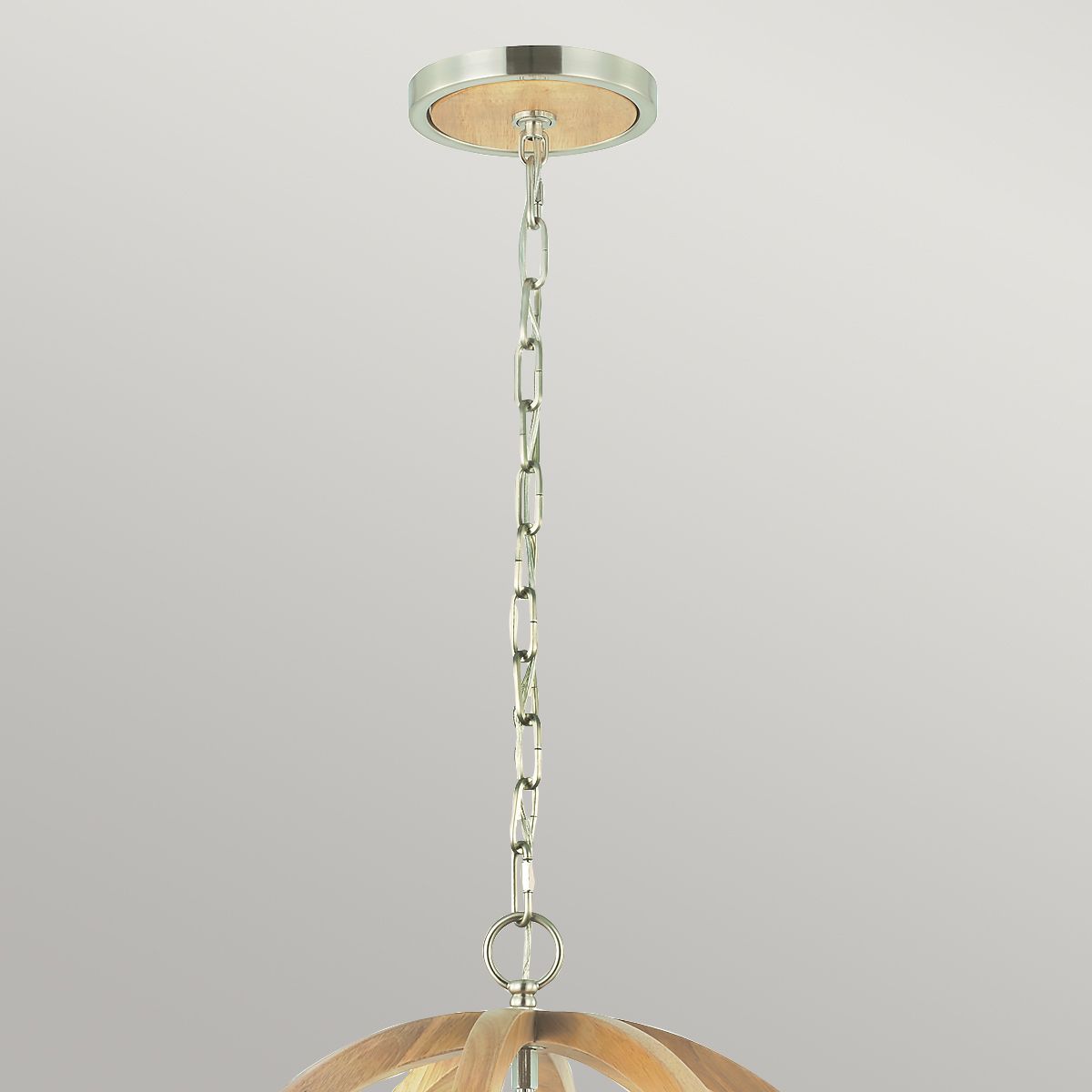 Feiss Allier Small Pendant - Light Wood & Brushed Steel