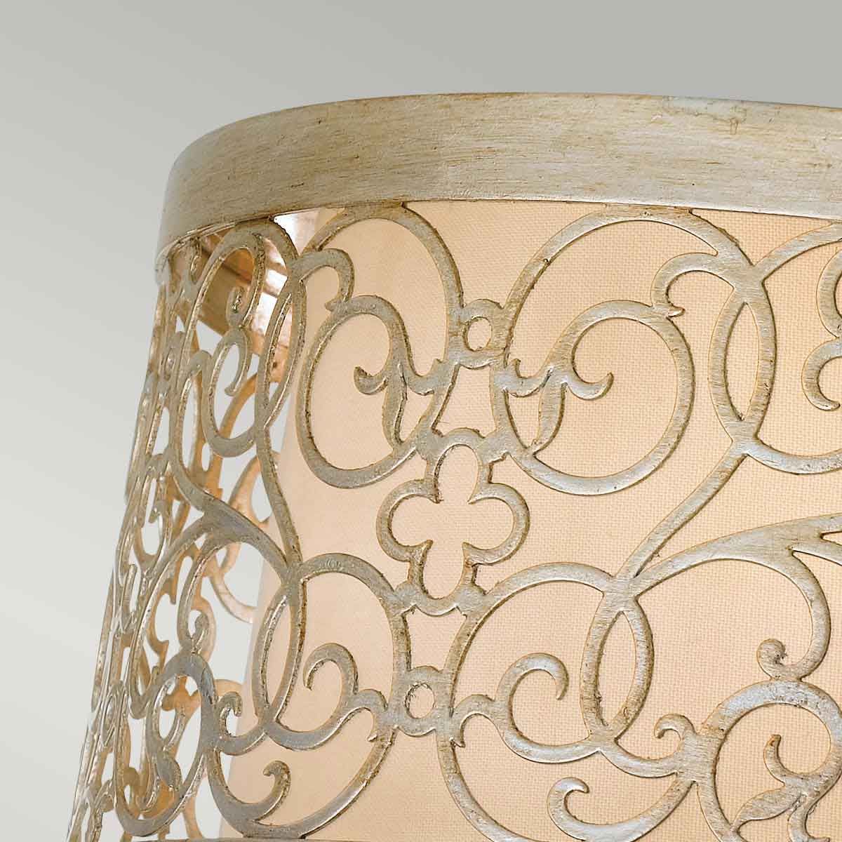 Feiss Arabesque 2 Light Flush Fitting - Silver Leaf Patina