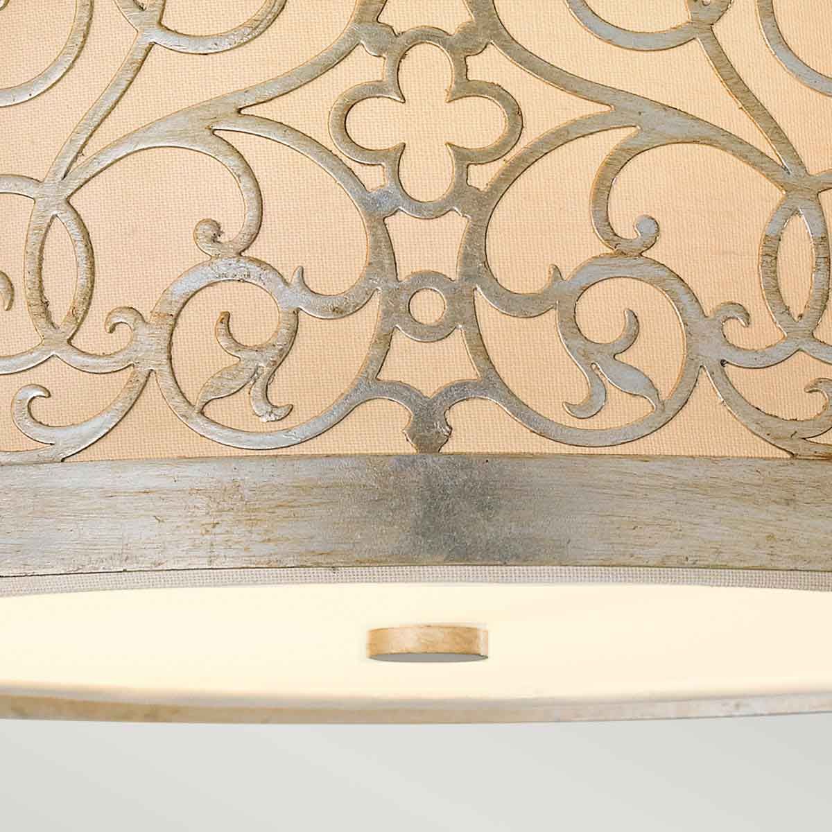 Feiss Arabesque 2 Light Flush Fitting - Silver Leaf Patina