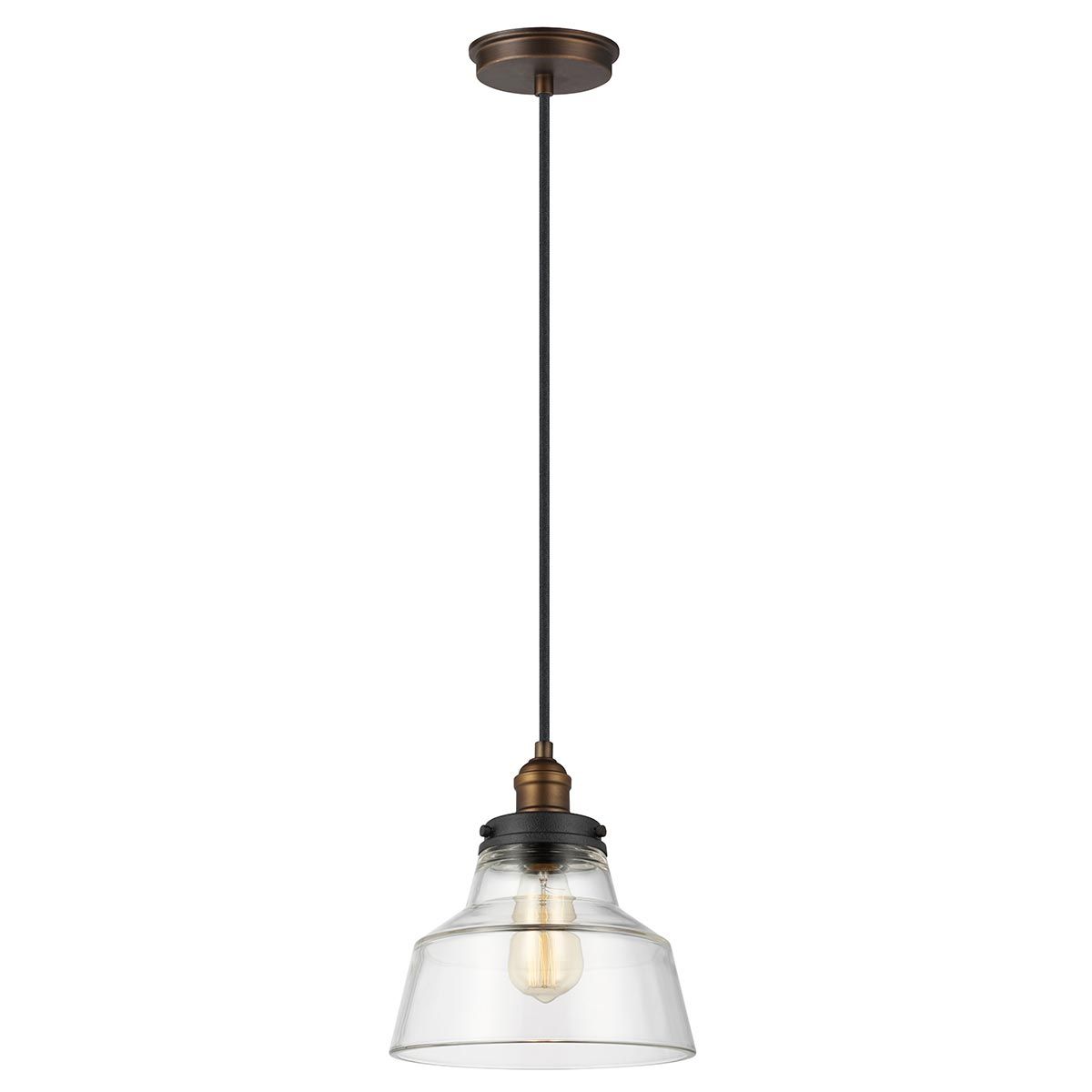 Feiss Baskin Single Pendant - Painted Aged Brass & Dark Weathered Zinc