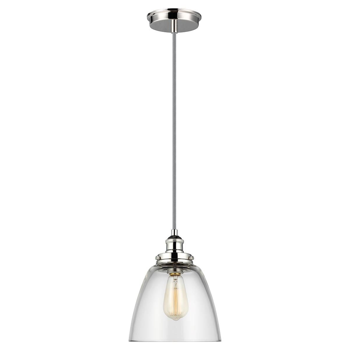 Feiss Baskin Rounded Single Pendant - Polished Nickel
