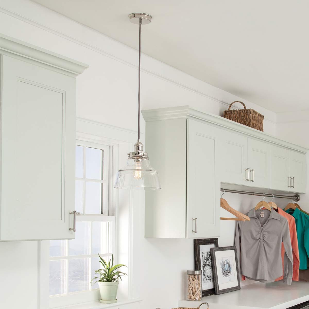 Feiss Baskin Single Pendant - Polished Nickel