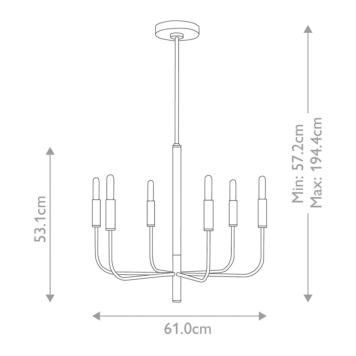 Feiss Brianna 6 Light Chandelier - Polished Nickel