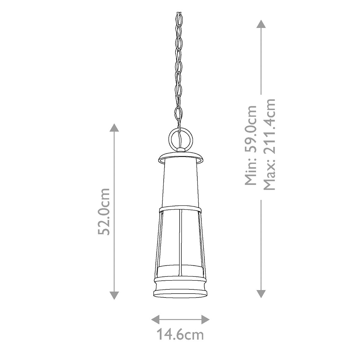 Feiss Chelsea Harbor Single Chain Lantern - Grey