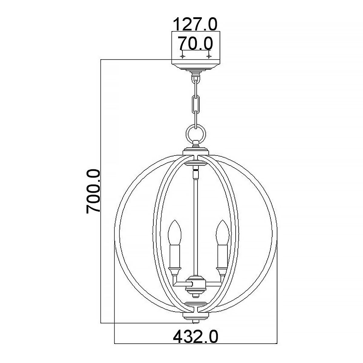 Feiss Corinne 3 Light Medium Pendant - Polished Nickel