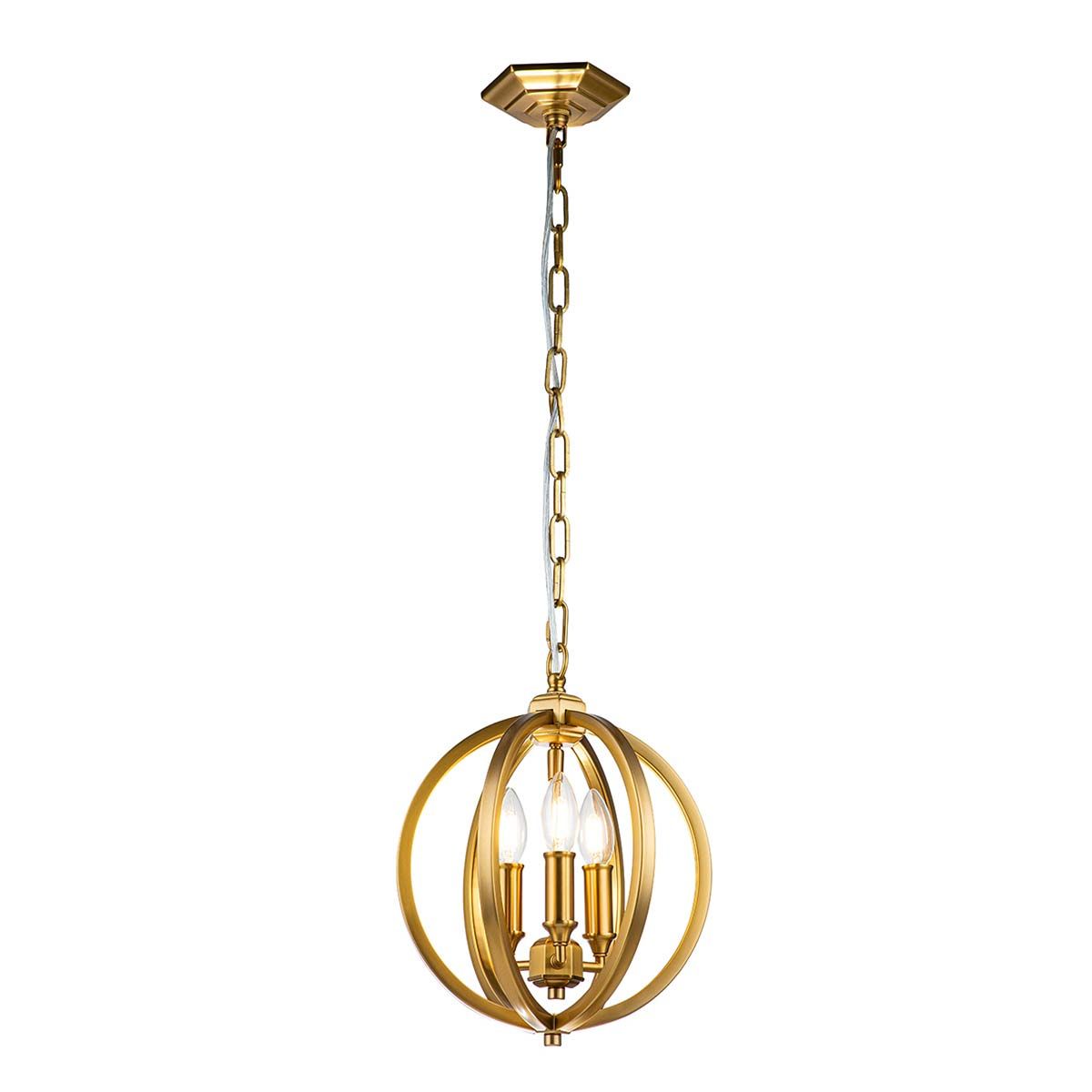 Feiss Corinne 3 Light Small Pendant - Burnished Brass
