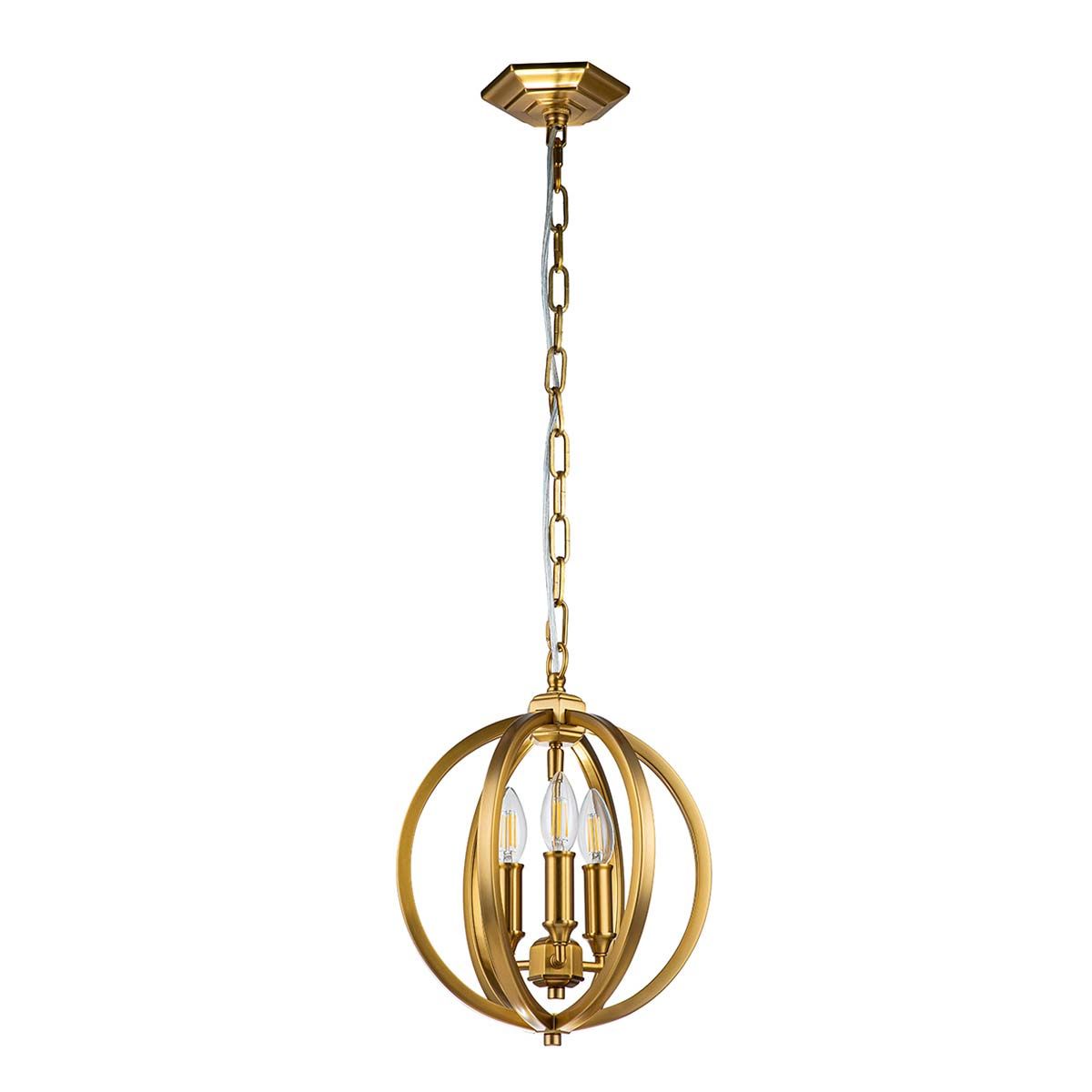 Feiss Corinne 3 Light Small Pendant - Burnished Brass