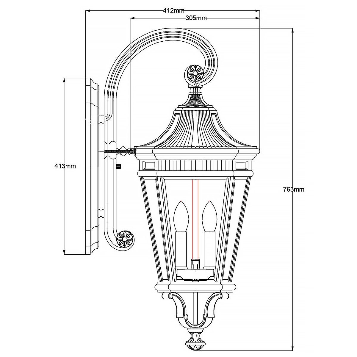 Feiss Cotswold Lane 3 Light Large Wall Lantern - Black