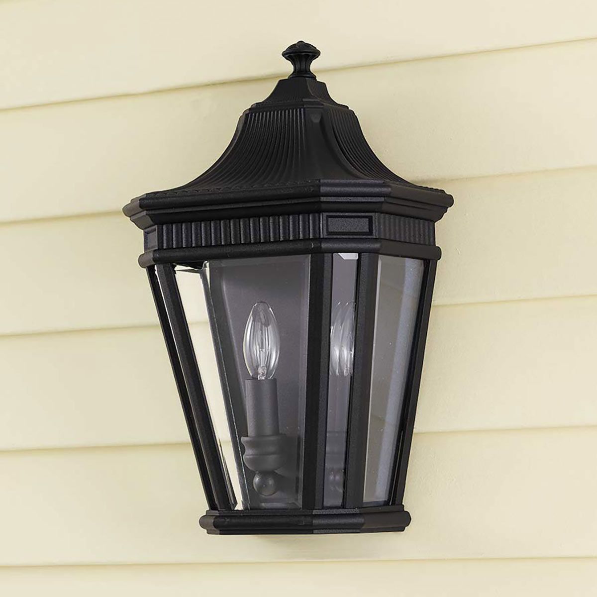 Feiss Cotswold Lane 2 Light Half Wall Lantern - Black